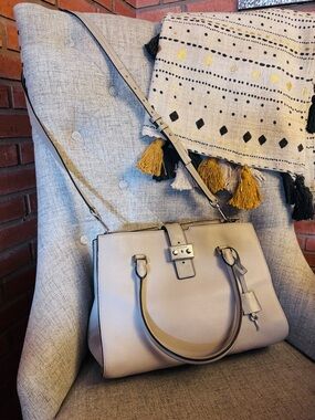 Michael Kors Pebbled Leather Satchel in Light Taupe